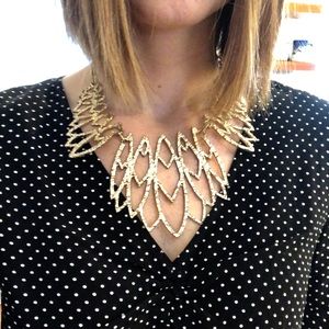 BCBG Gold Statement Collar Necklace